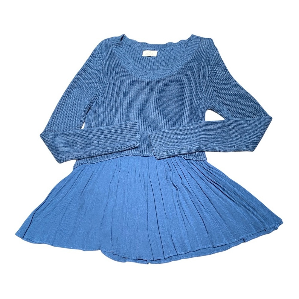 Tres Jolie Accessories Blue Crew Neck Sweater With  A Lace Skirt Bottom